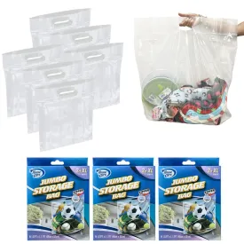 6 Pack Extra Large Storage Bags Strong Clear Resealable Zipper Food Travel 20x20