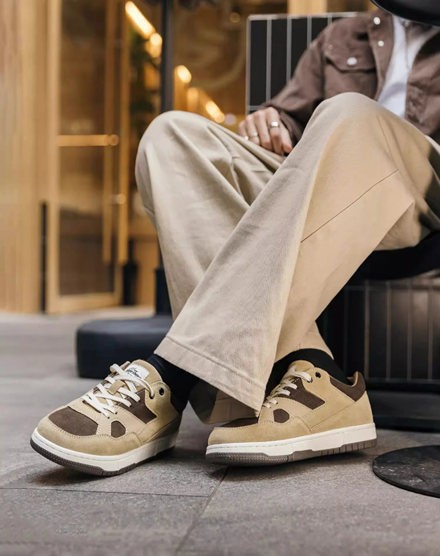 American Retro Caramel Cookies Thick-Soled Sports Men's Casual Shoes