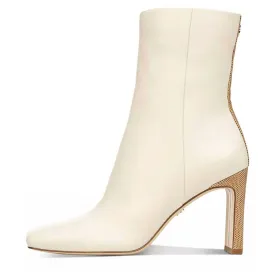 Anika Heel Booties in Ivory/Chai