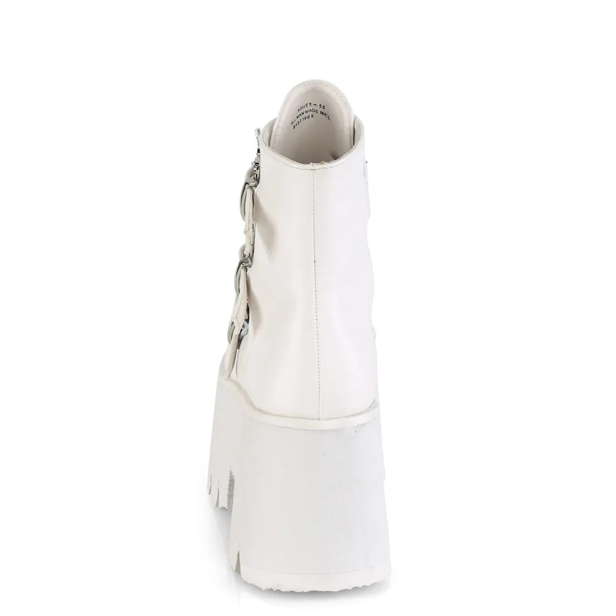 ASHES-55 DemoniaCult White Vegan Leather Sexy Women's Ankle Boots (Alternative Footwear)