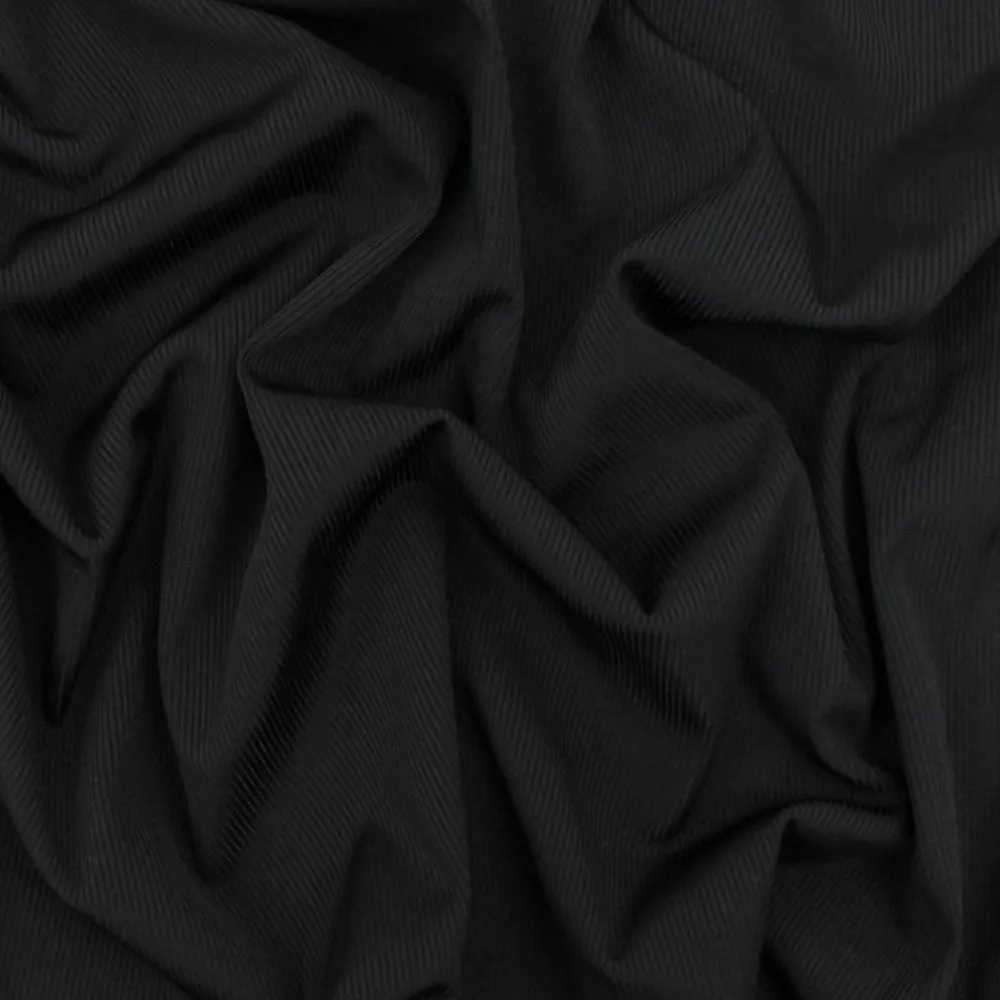 Basic Black Famous Maker Stretch 2x2 Rib Activewear Knit Fabric