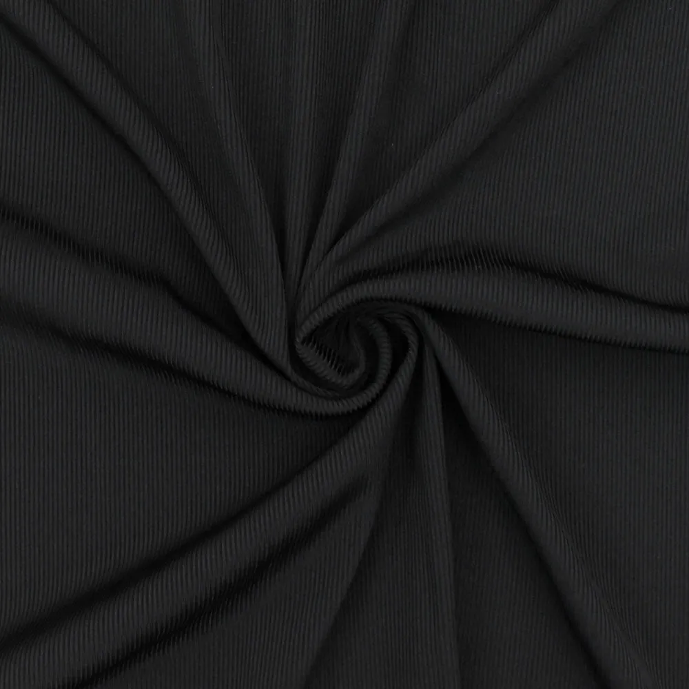 Basic Black Famous Maker Stretch 2x2 Rib Activewear Knit Fabric