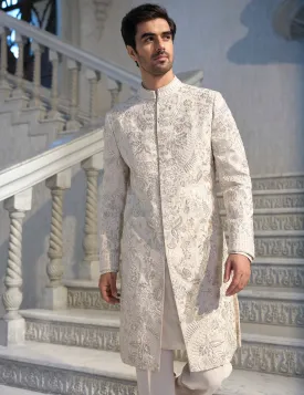 Chapelle Cream Thread Work Sherwani Set