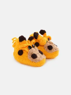 Chutput Kids Woollen Hand Knitted Giraffe Detailed Booties - Yellow