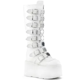 DAMNED-318 DemoniaCult White Vegan Leather Sexy Women's Mid-Calf & Knee High Boots (Alternative Footwear)