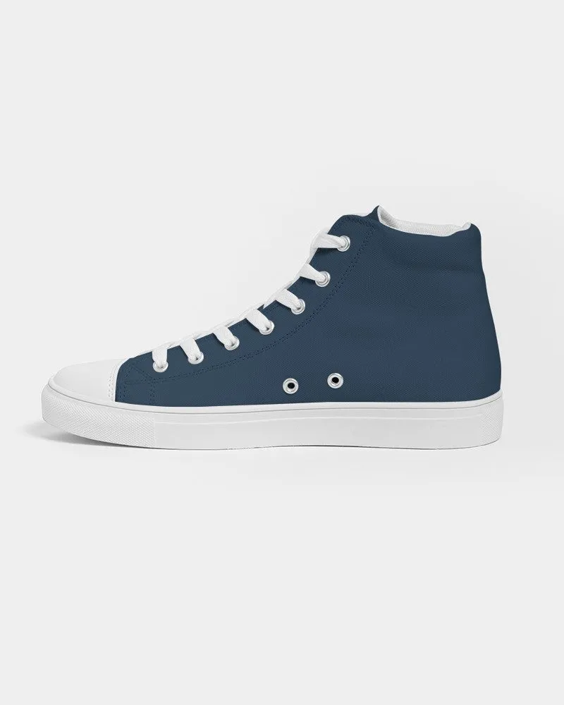 Dark Blue Men's High-top Canvas Sneakers | Men's | Dark Pastel Blue | C60M30Y0K80