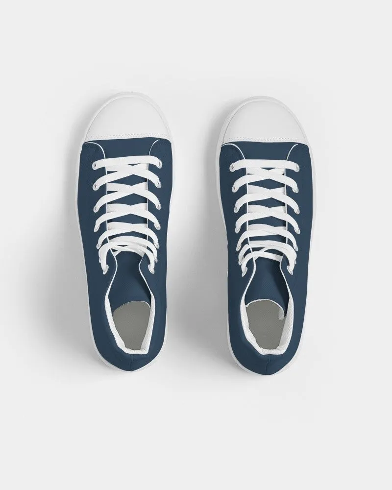 Dark Blue Men's High-top Canvas Sneakers | Men's | Dark Pastel Blue | C60M30Y0K80