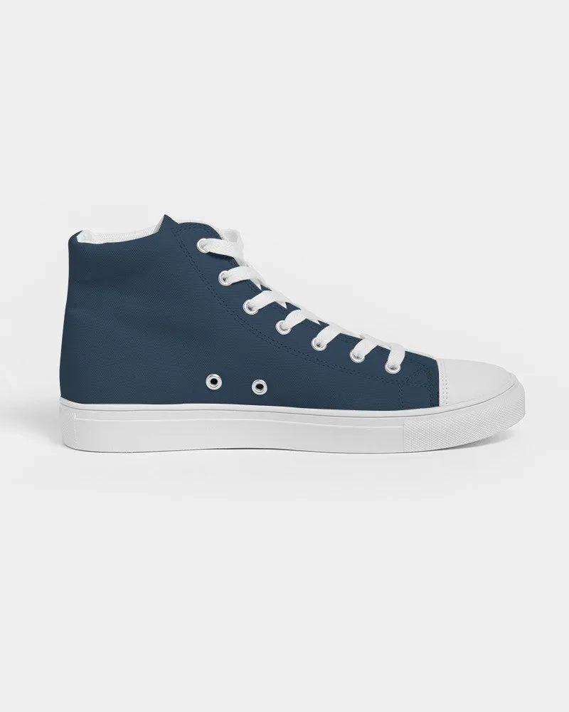 Dark Blue Men's High-top Canvas Sneakers | Men's | Dark Pastel Blue | C60M30Y0K80