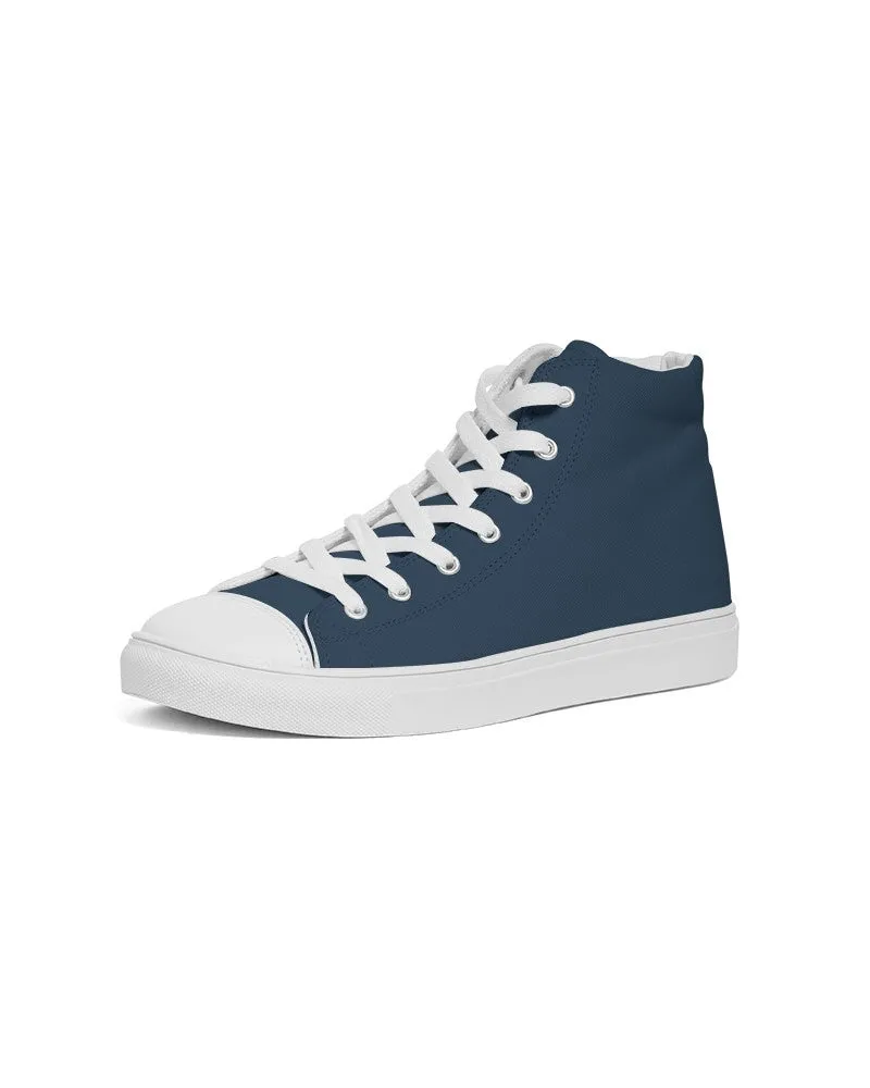 Dark Blue Men's High-top Canvas Sneakers | Men's | Dark Pastel Blue | C60M30Y0K80