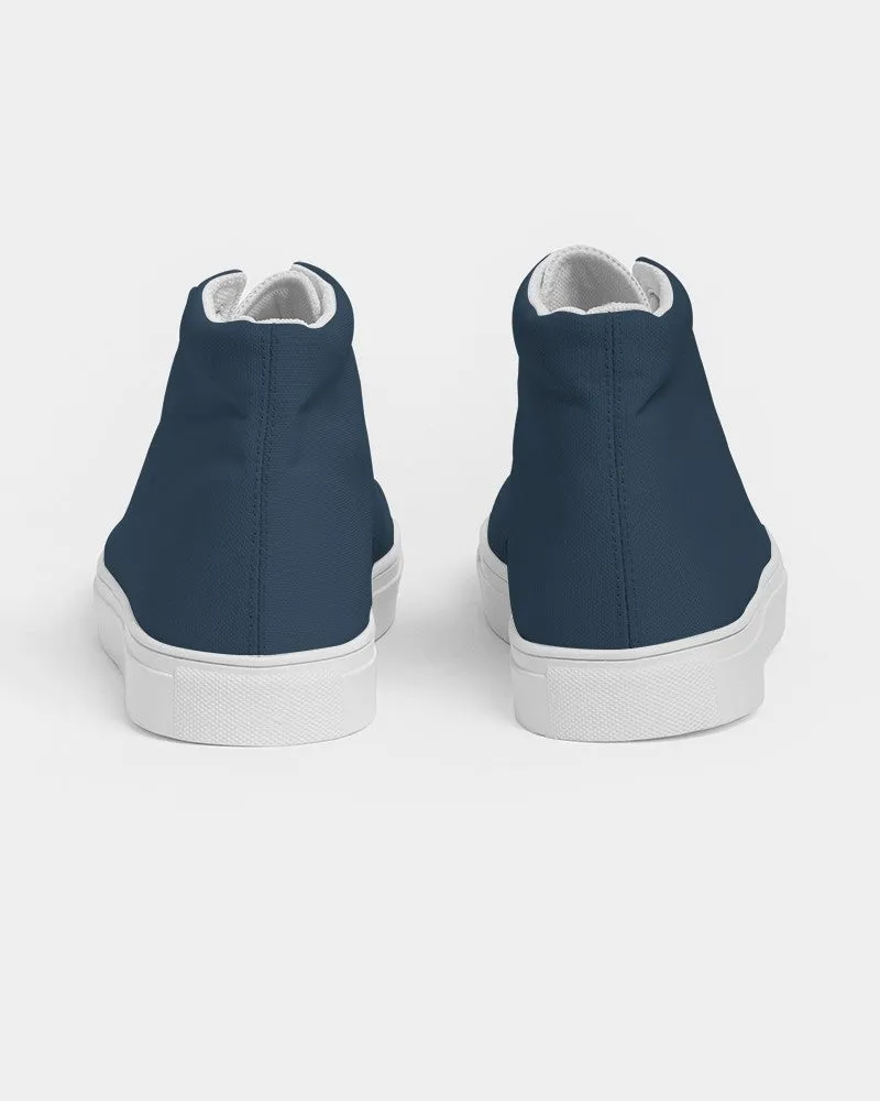 Dark Blue Men's High-top Canvas Sneakers | Men's | Dark Pastel Blue | C60M30Y0K80