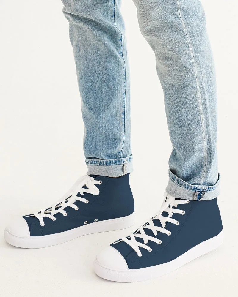 Dark Blue Men's High-top Canvas Sneakers | Men's | Dark Pastel Blue | C60M30Y0K80