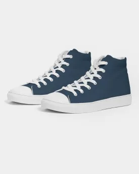 Dark Blue Women's High-top Canvas Sneakers | Women's | Dark Pastel Blue | C60M30Y0K80