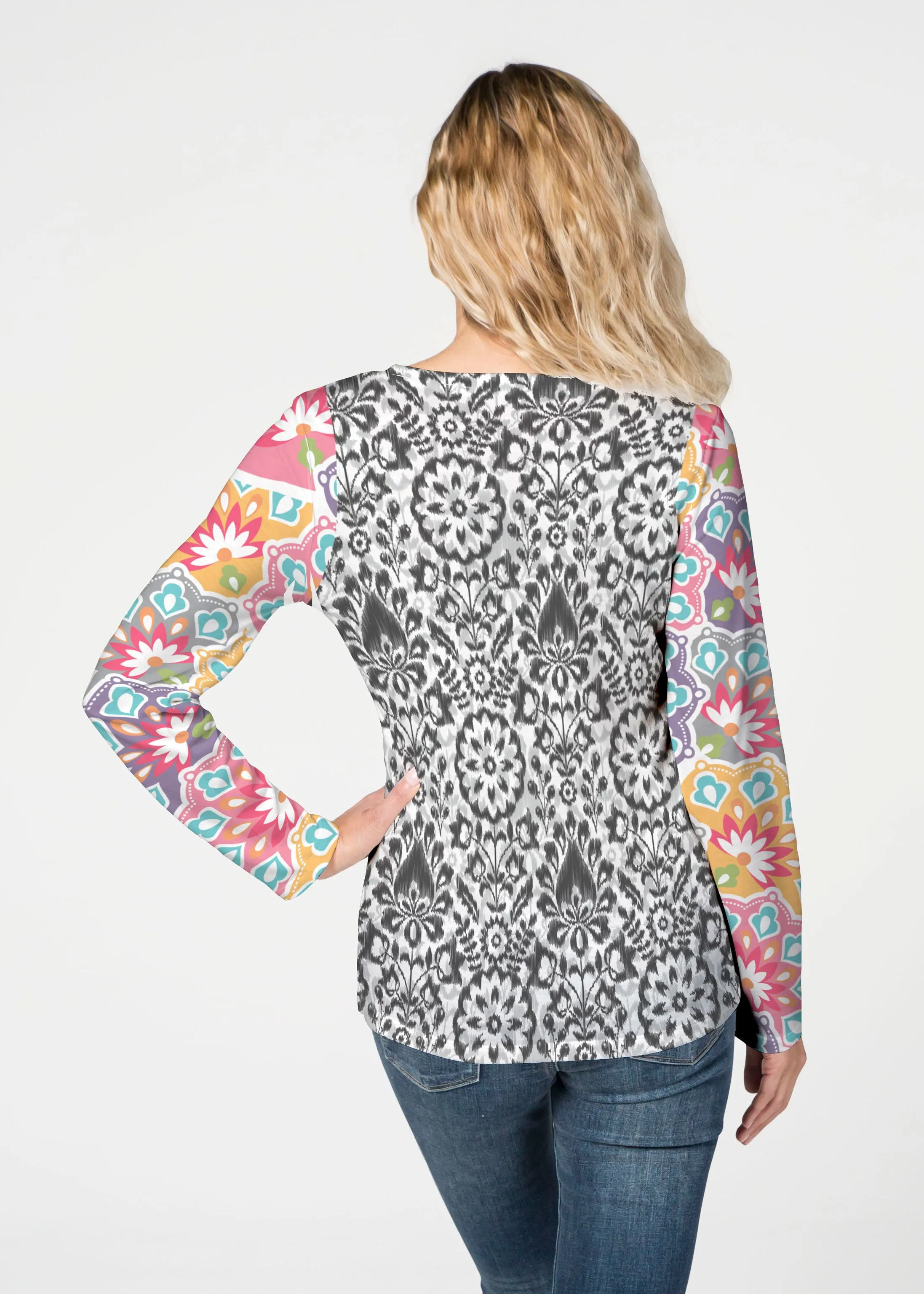 Darling Geo (13382) ~ French Terry V-neck Top