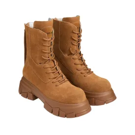 Diamond Soled Round Toe Doc Martens In Brown Yellow