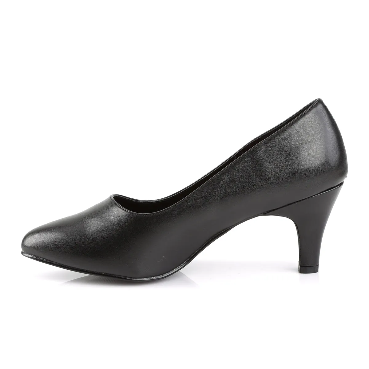 DIVINE-420 Pleaser Pink Label Black Faux Leather Sexy Single Soles (Fetish Footwear)