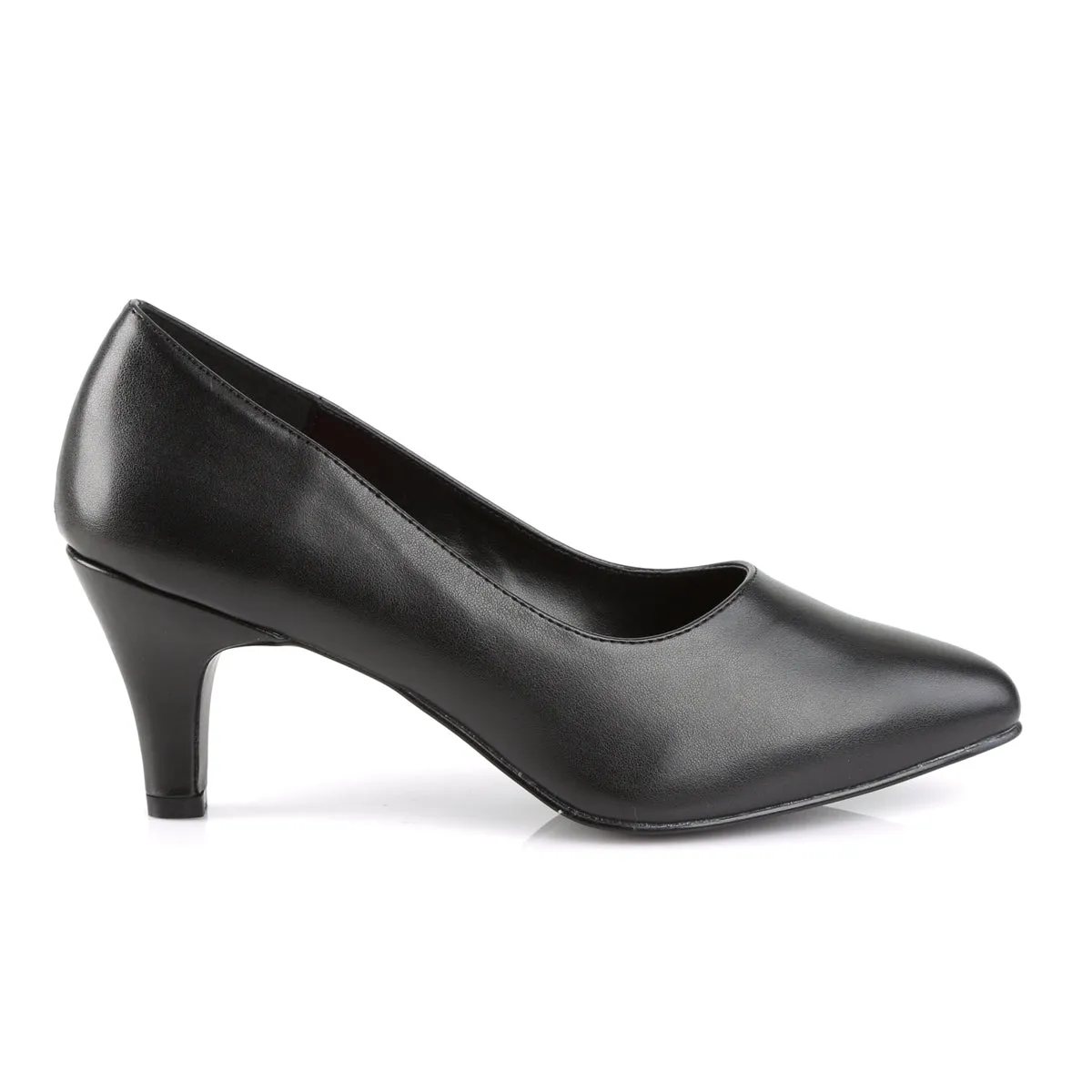 DIVINE-420 Pleaser Pink Label Black Faux Leather Sexy Single Soles (Fetish Footwear)