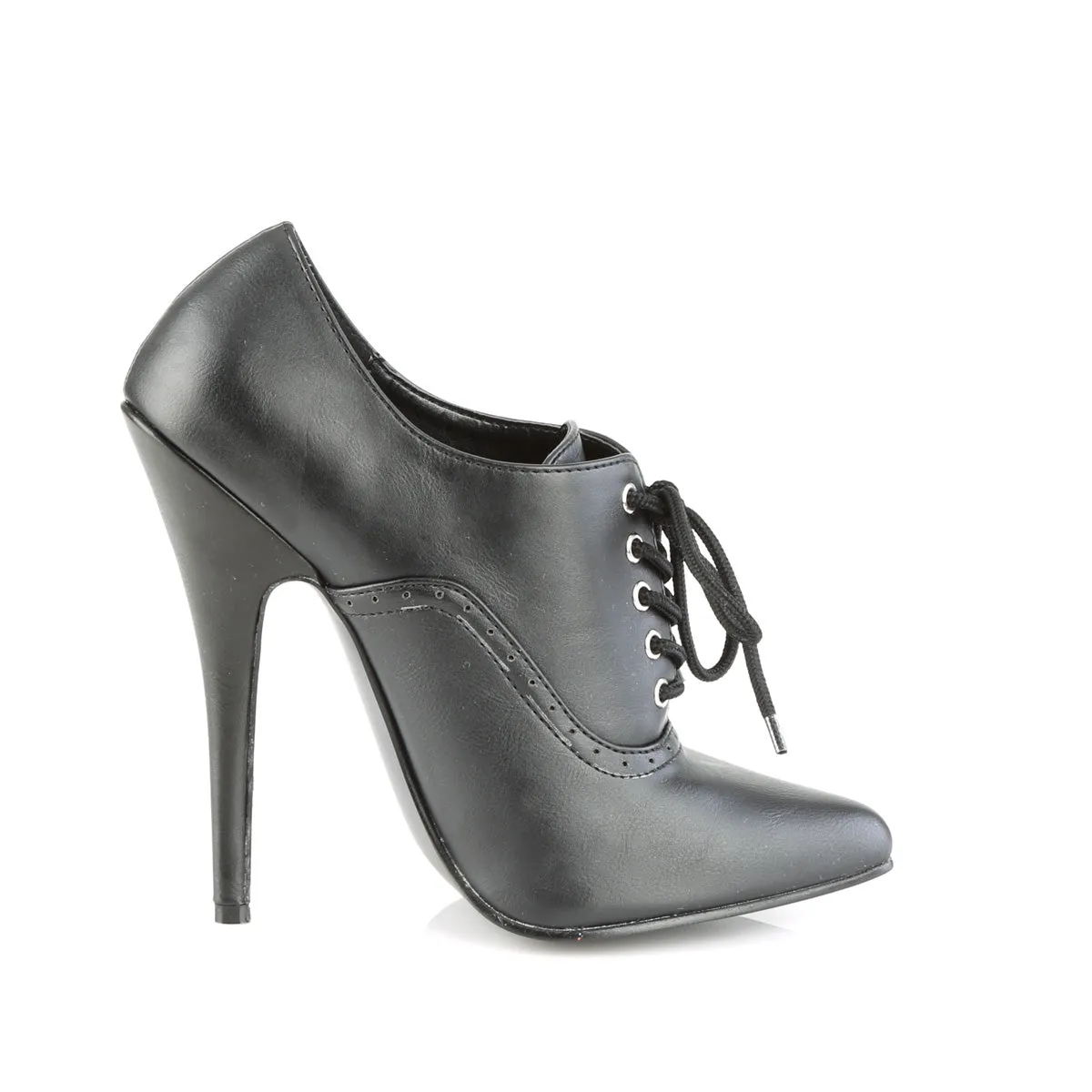 DOMINA-460 Devious Domina Black Faux Leather Sexy Single Soles (Fetish Footwear)