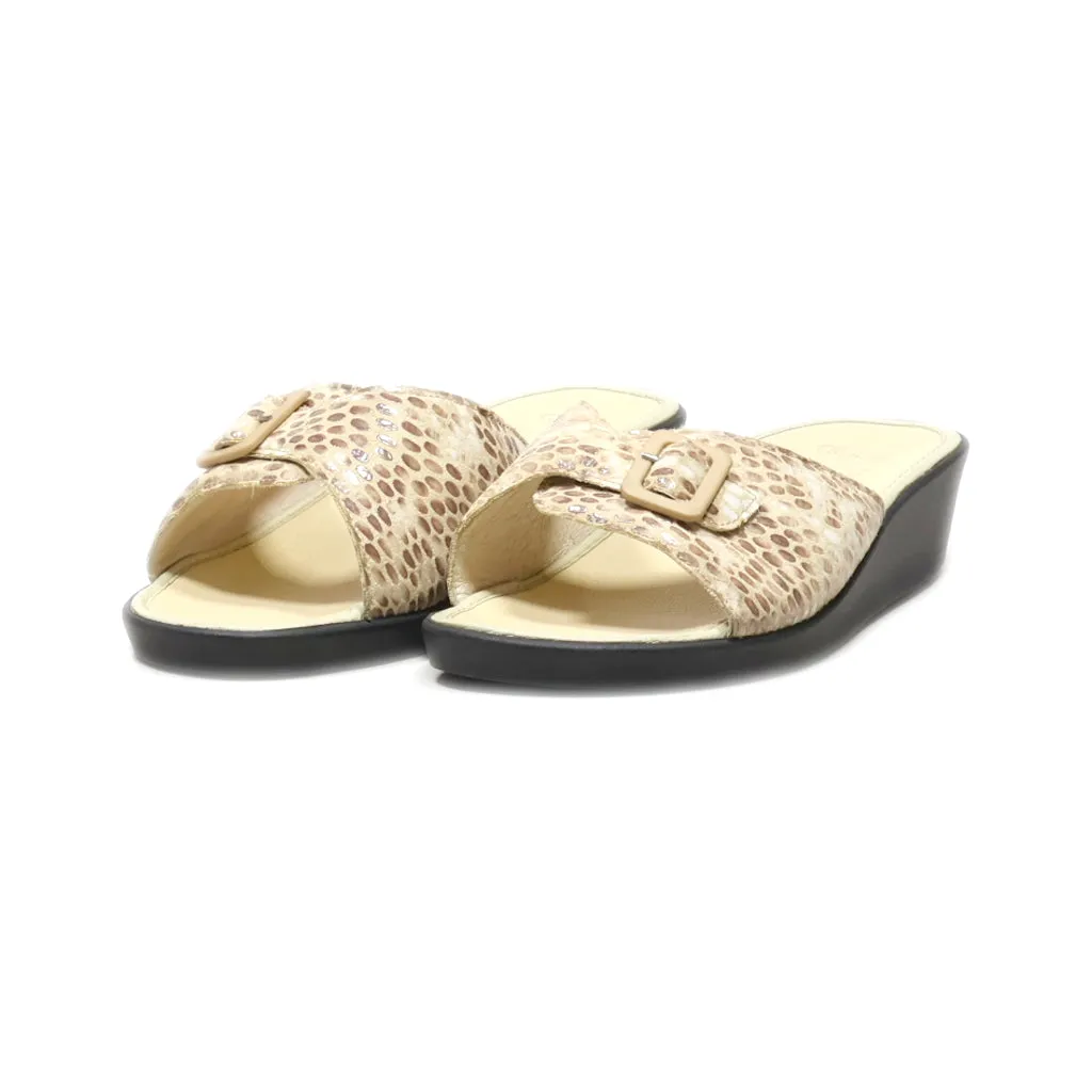 Dr. Scholl'S Wedge Sandals Leather Beige Colour For Women