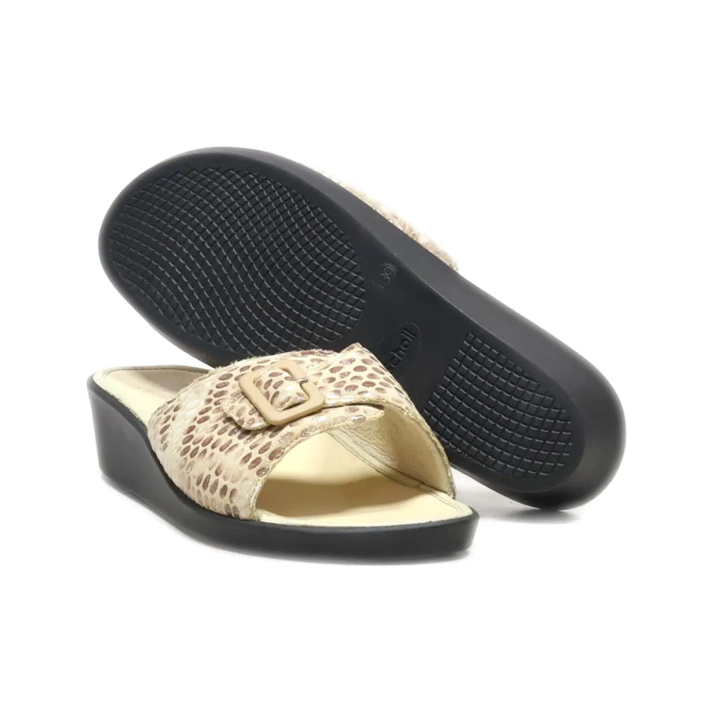 Dr. Scholl'S Wedge Sandals Leather Beige Colour For Women