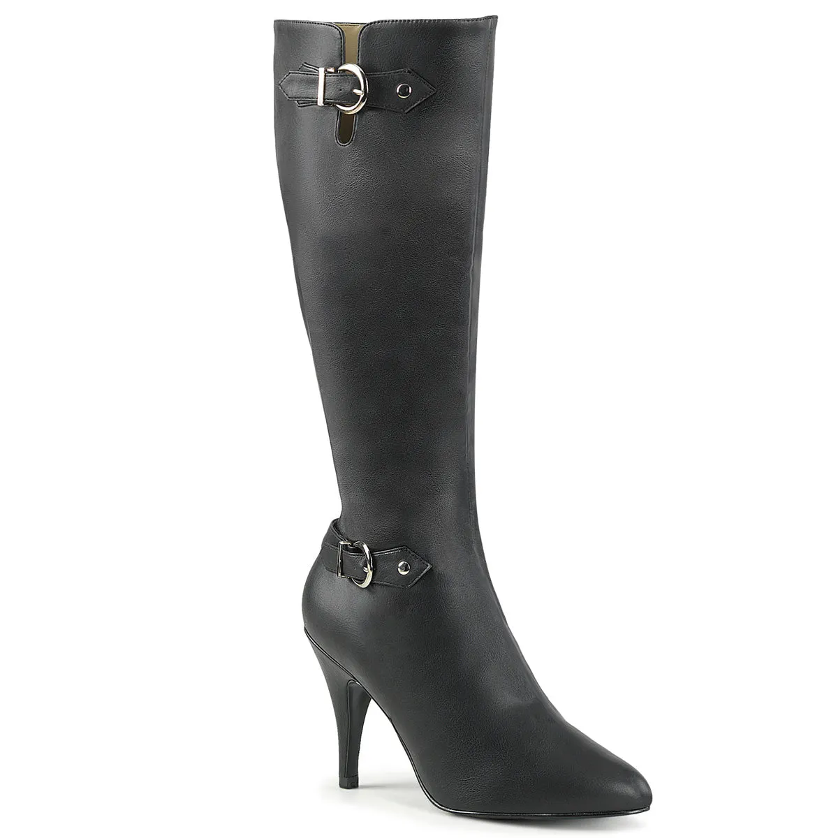 DREAM-2030 Pleaser Pink Label Black Faux Leather Sexy Single Soles (Fetish Footwear)