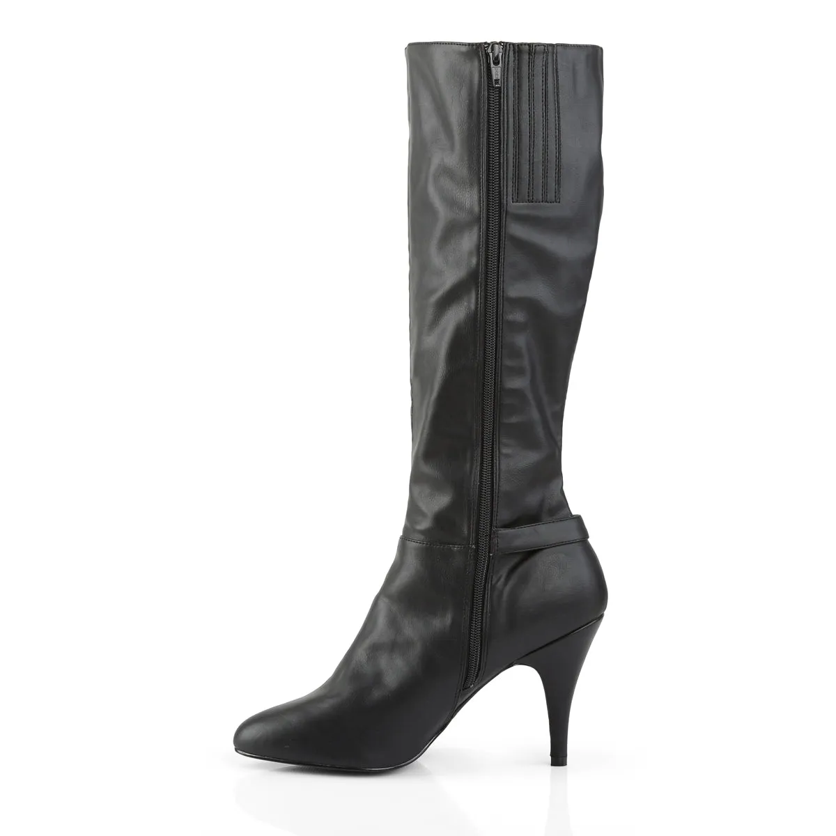 DREAM-2030 Pleaser Pink Label Black Faux Leather Sexy Single Soles (Fetish Footwear)