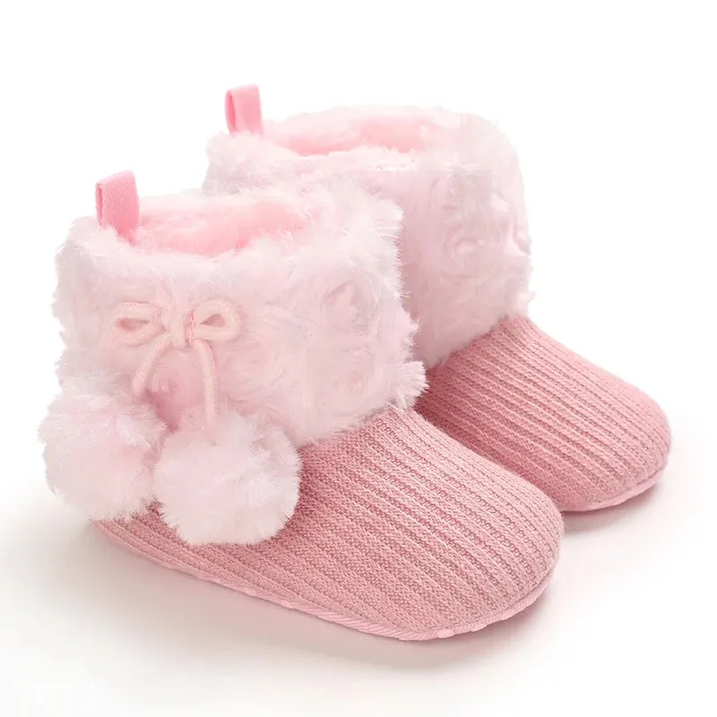 First Walker Girls Pink Warm Cute Fur Velvet Snow Boots