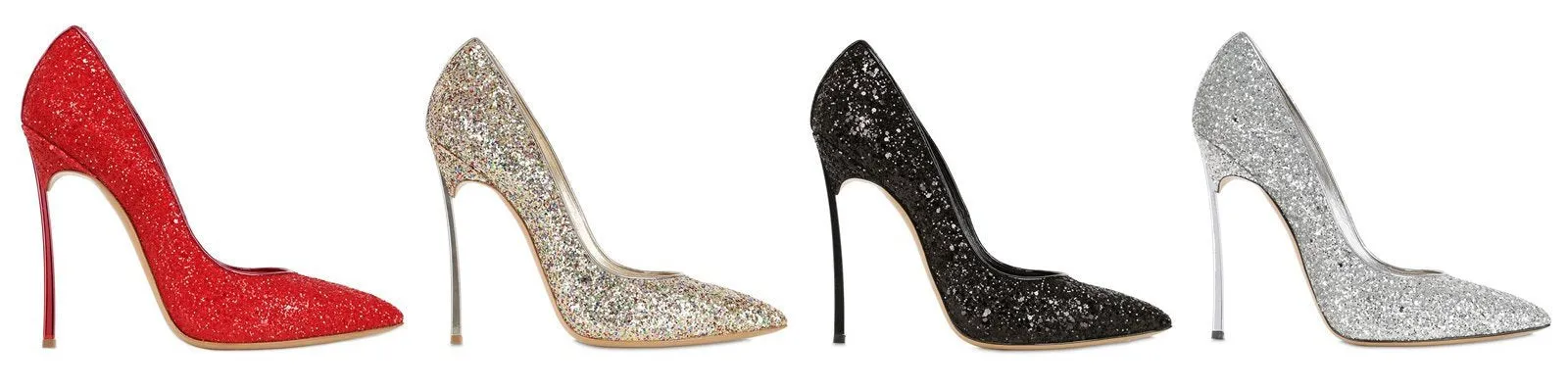 Glitter High-Heel Pumps - White, Red, Silver, Black or Multi/Gold