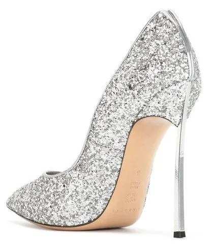Glitter High-Heel Pumps - White, Red, Silver, Black or Multi/Gold