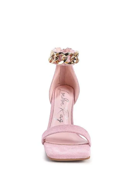 Last Sip Heeled Faux Suede Chain Strap Sandal