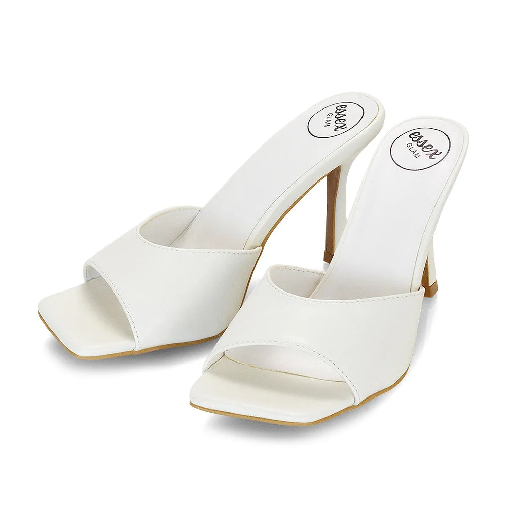 Libby Heeled Slip On Square Toe Mule Stiletto High Heels in Pink