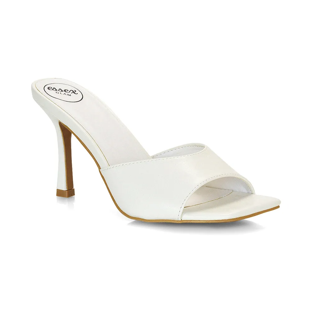 Libby Heeled Slip On Square Toe Mule Stiletto High Heels in Pink