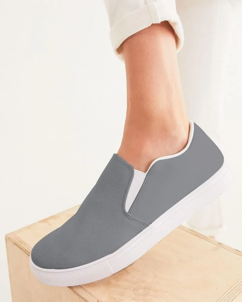 Medium Dark Gray Slip-On Canvas Sneakers | Women's | Medium Dark Pale Gray | C0M0Y0K60