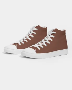 Medium Dark Red Brown Men's High-top Canvas Sneakers | Men's | Medium Dark Pastel Red Brown | C0M60Y60K60