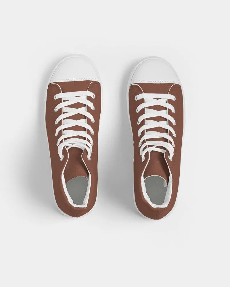 Medium Dark Red Brown Men's High-top Canvas Sneakers | Men's | Medium Dark Pastel Red Brown | C0M60Y60K60