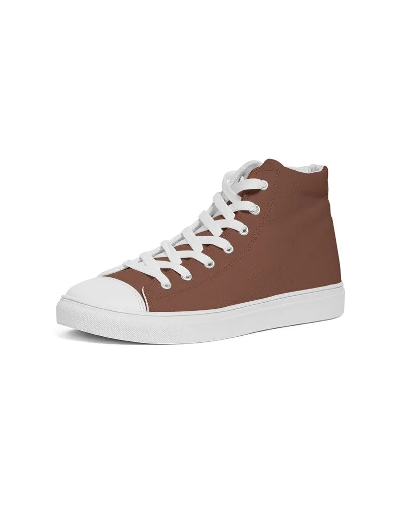 Medium Dark Red Brown Men's High-top Canvas Sneakers | Men's | Medium Dark Pastel Red Brown | C0M60Y60K60