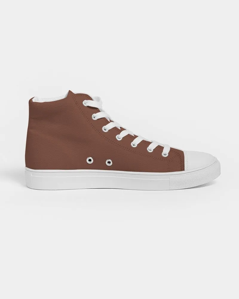 Medium Dark Red Brown Men's High-top Canvas Sneakers | Men's | Medium Dark Pastel Red Brown | C0M60Y60K60