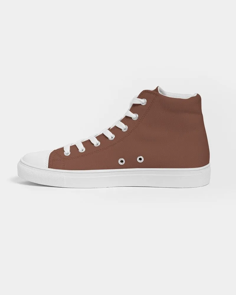 Medium Dark Red Brown Men's High-top Canvas Sneakers | Men's | Medium Dark Pastel Red Brown | C0M60Y60K60