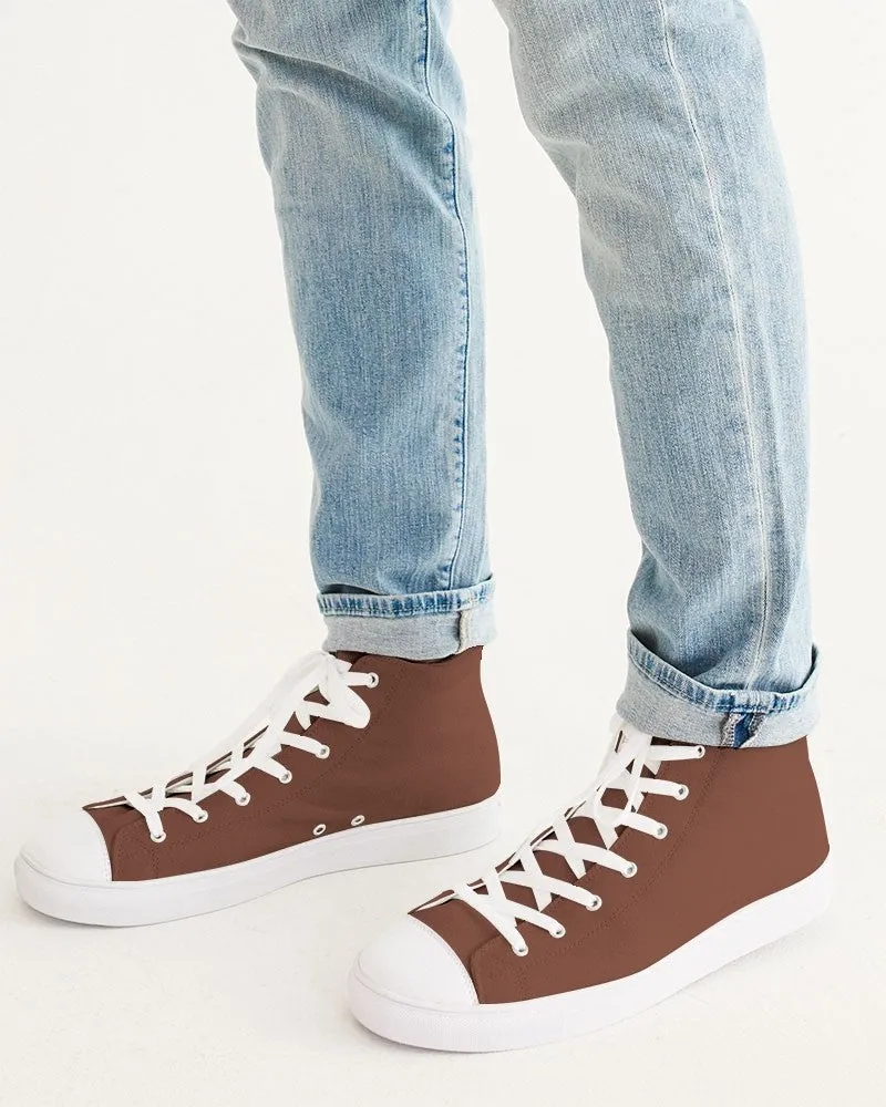 Medium Dark Red Brown Men's High-top Canvas Sneakers | Men's | Medium Dark Pastel Red Brown | C0M60Y60K60