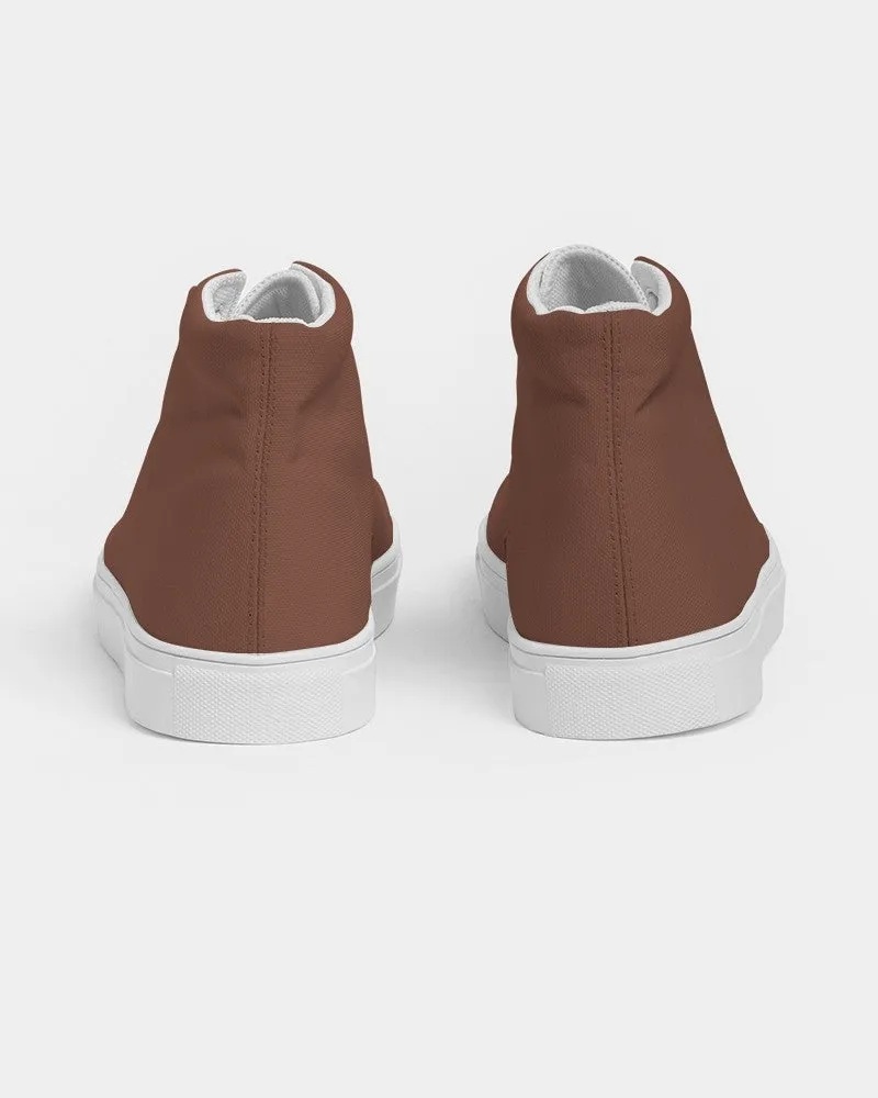 Medium Dark Red Brown Men's High-top Canvas Sneakers | Men's | Medium Dark Pastel Red Brown | C0M60Y60K60