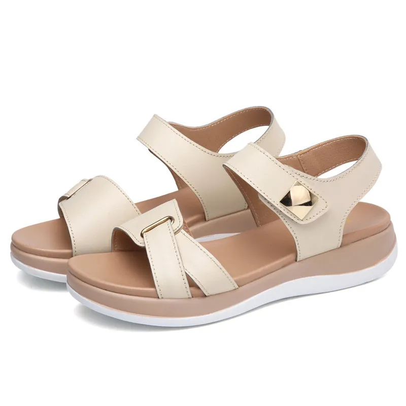 New Women's Casual Sandals Platform Open Toe Soft-soled Beach Shoes Fashion Solid Color Outdoor Flat Sandals Sabdalia Feminina