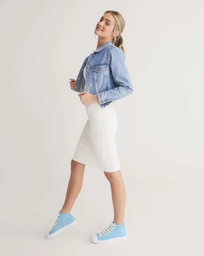 Pale Pastel Cyan Women's High-top Canvas Sneakers | Women's | Bright Pale Pastel Cyan | C30M0Y0K0