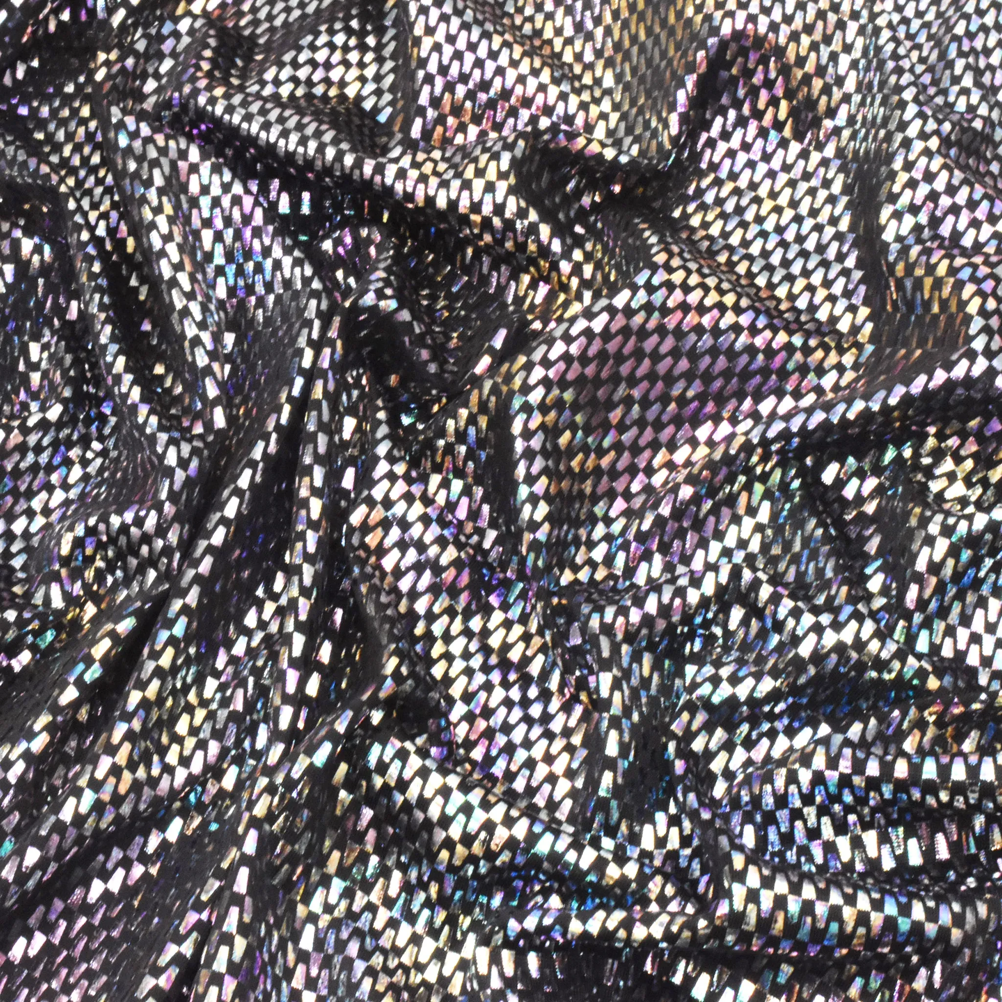 Purple/Gold/Multi Zip Foil Printed Activewear Knit Fabric
