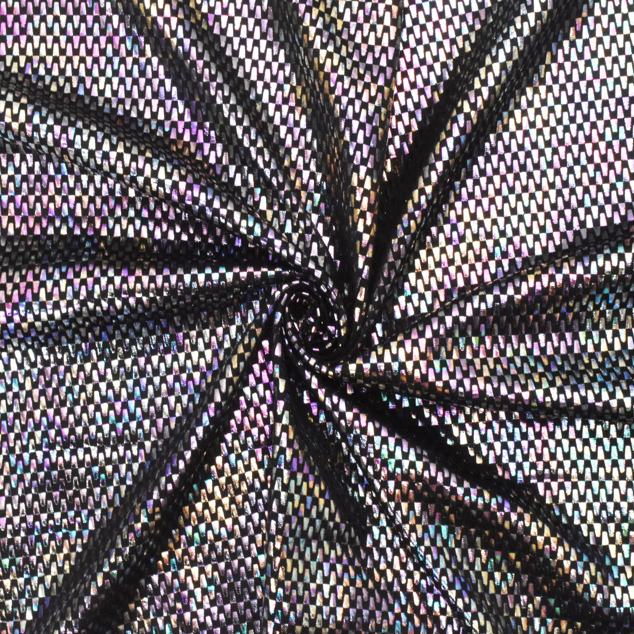 Purple/Gold/Multi Zip Foil Printed Activewear Knit Fabric
