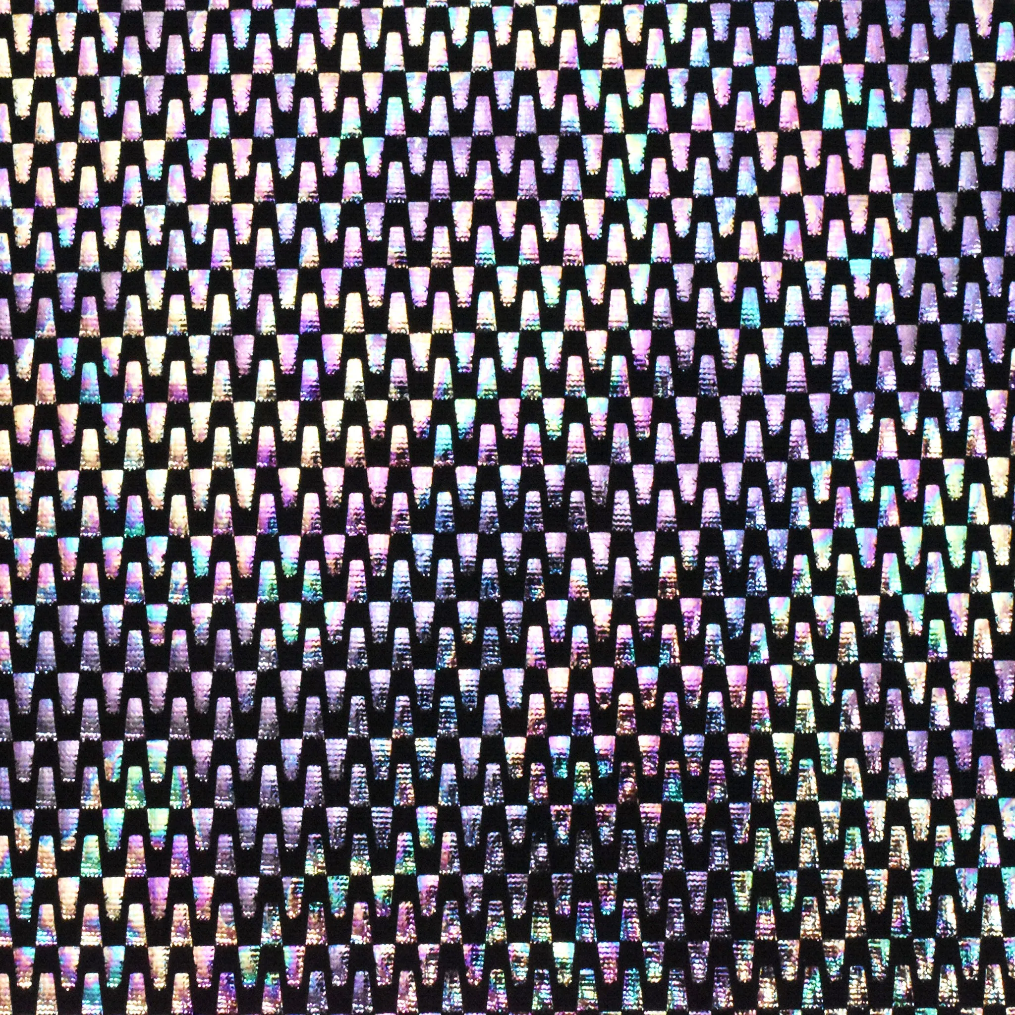 Purple/Gold/Multi Zip Foil Printed Activewear Knit Fabric