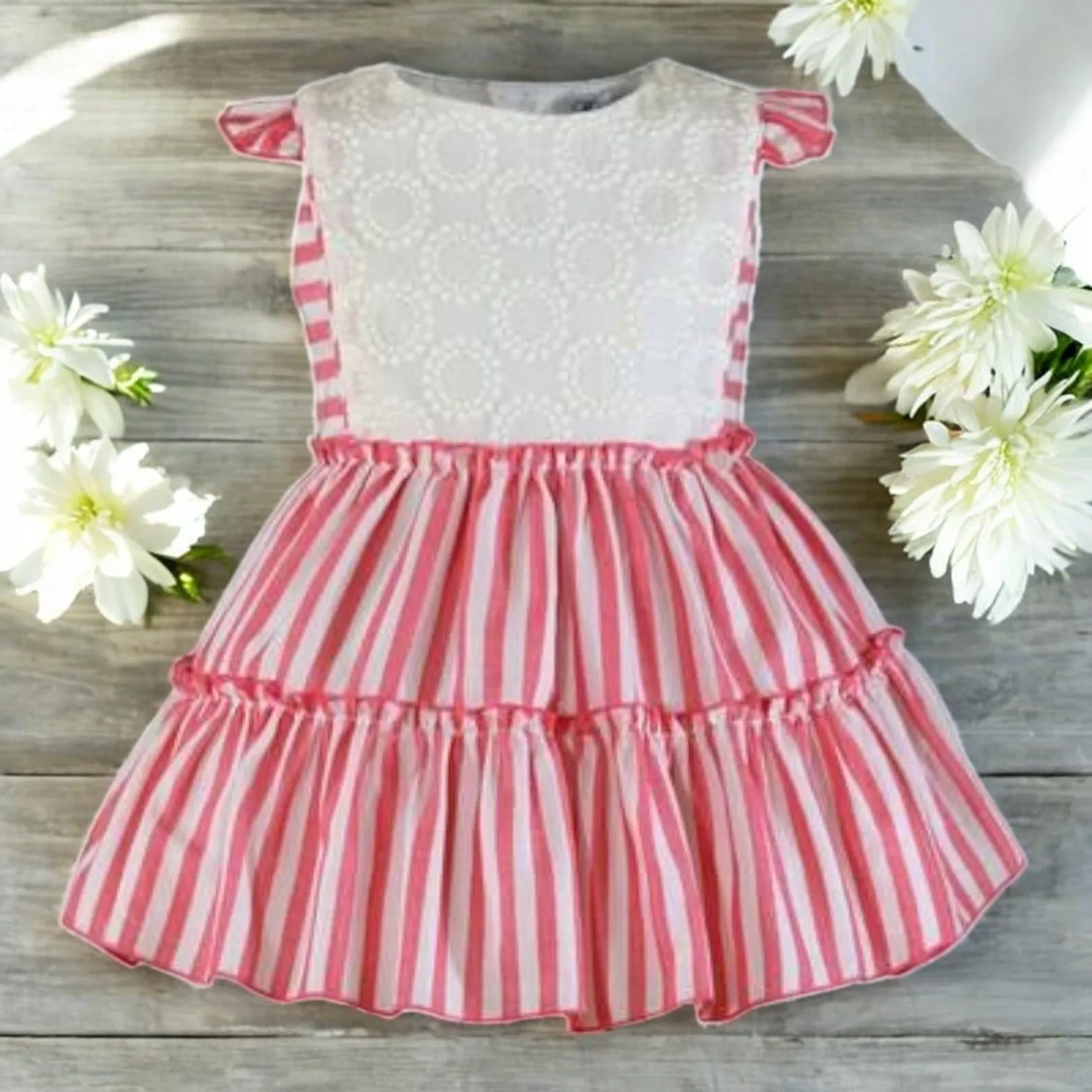 Raspberry Pink & White Candy Stripe Dress