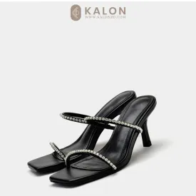 rhinestone chain strap high heel