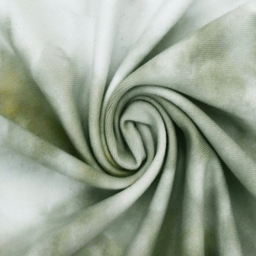 Sage-White-Multi Tie Dye Stretch Double Brush Jersey Knit Fabric