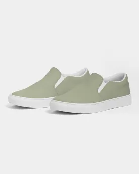 Shaded Pale Pastel Warm Green Gray Slip-On Canvas Sneakers | Men's | C8M0Y30K30