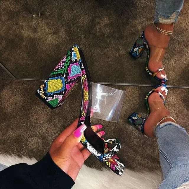 Transparent PVC Gladiator Shoes Crystal Bling Ladies Fashion  - Wide fit