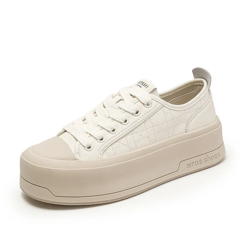 Women Retro Leather Flat Thick Soled Casual Shoes
